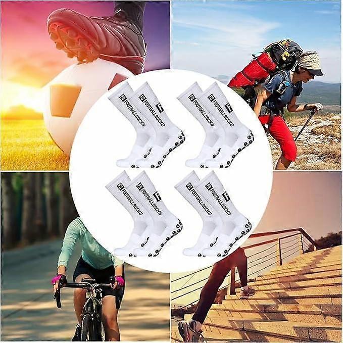 3 Pairs Non-Slip Socks, Men's Women's Sports Socks, Breathable Sock, for Basketball Trekking, Cycling, Rugby Yoga, White