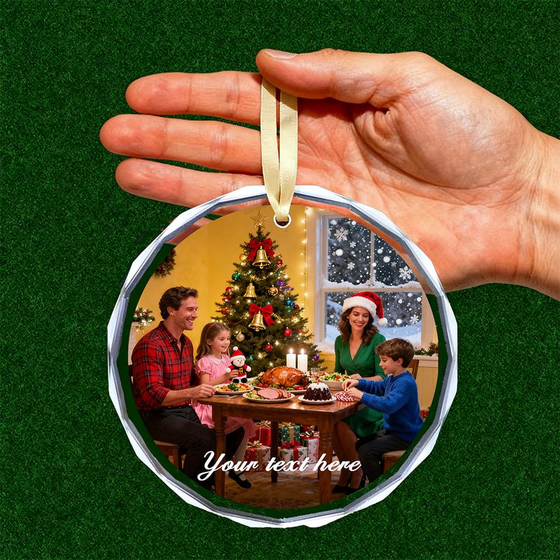 Personalized Christmas Ornament ,Custom Photo Crystal Pendant, Unique Christmas Gift For Couples,Family Home Xmas Tree Decor