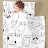 Toddler Sleep Mat Sleeping Bag, Kids Sleeping Pad with Removable Pillow Lovely Print Blanket Baby Crib Decors