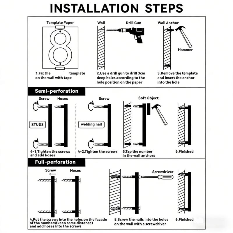 Modern Acrylic House Number Plate Door Label Number Plate Sign with Screw Modern Numbers Address Sign Easy Installation