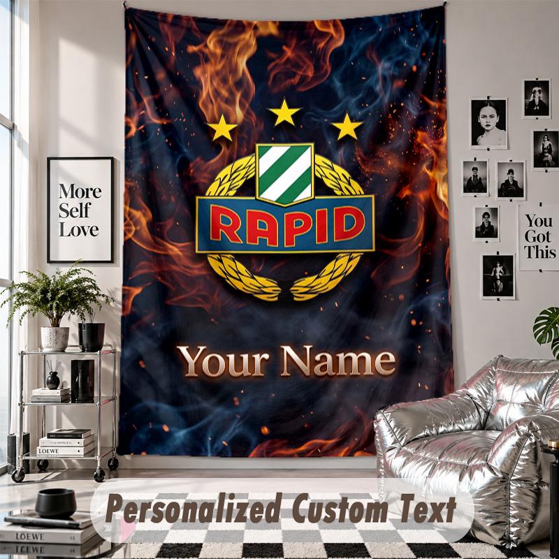 Custom Tapestry Wall Hanging, Rapid Wien FC Personalized Name Text Home Wall Decor