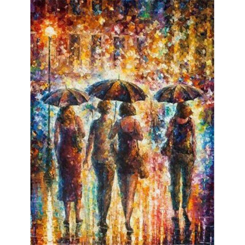 DIY 5D Diamond Painting Rain City Night Street Full Round Drill Diamond Embroidery Landscape Rhinestone Mosaic Home Decor