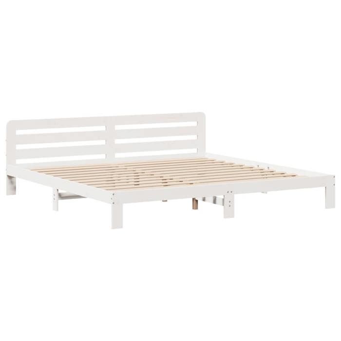 VidaXL Bed Frames Without Mattress White 180x200 Cm Solid Pine Wood, Bedroom Furniture, Slatted Base, Wooden Bed, 855559