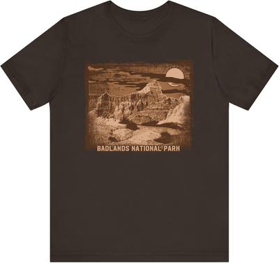 Badlands Retro Poster Graphic Design Tee, Badlands Shirt, Vintage Tees, Art Design T-Shirt, Graphic Tee, Retro Art Shirts Brown