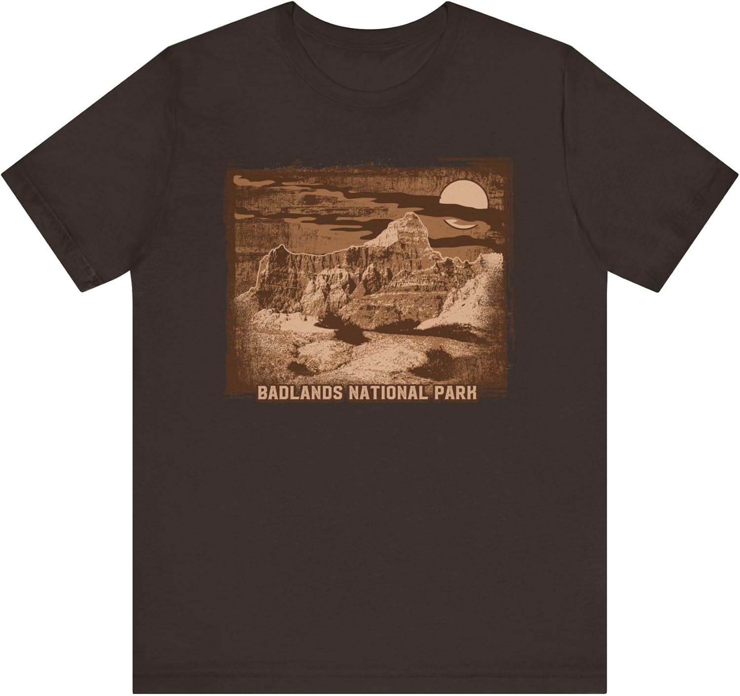 Badlands Retro Poster Graphic Design Tee, Badlands Shirt, Vintage Tees, Art Design T-Shirt, Graphic Tee, Retro Art Shirts Brown S разноцветный