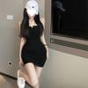 Black suspender tube top dress with chest pad, women's new spring and summer Spice Girl tight hip skirt