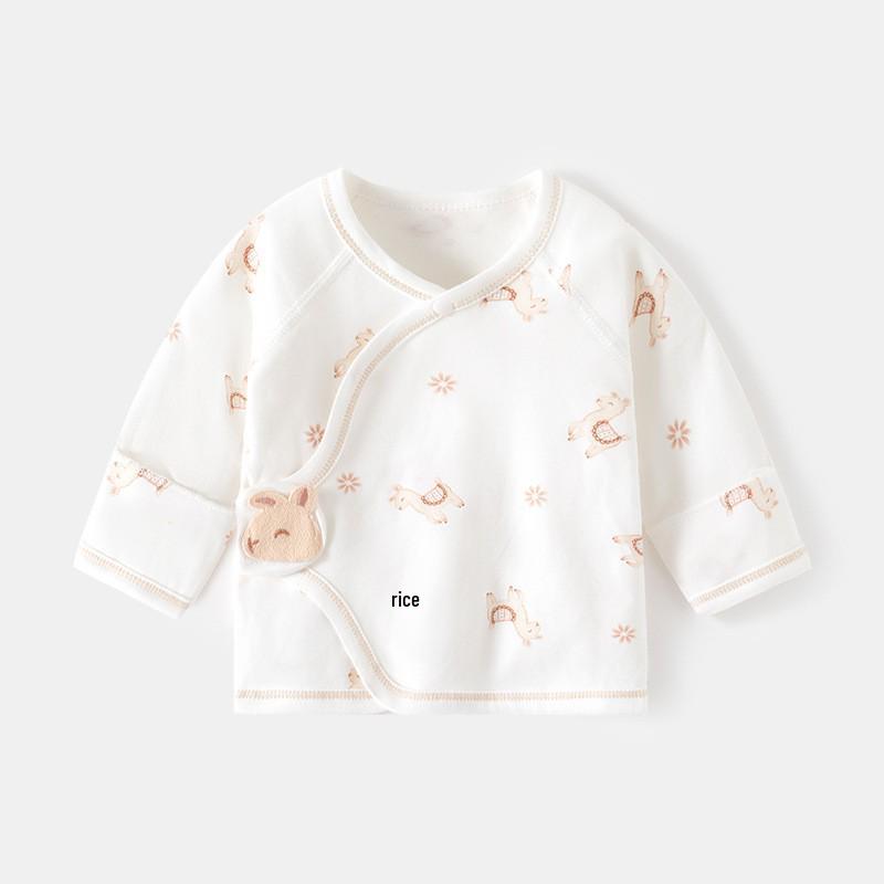 Newborn Boneless Pure Cotton Velcro Half-Back Pajamas - Spring/Autumn Style Baby Top