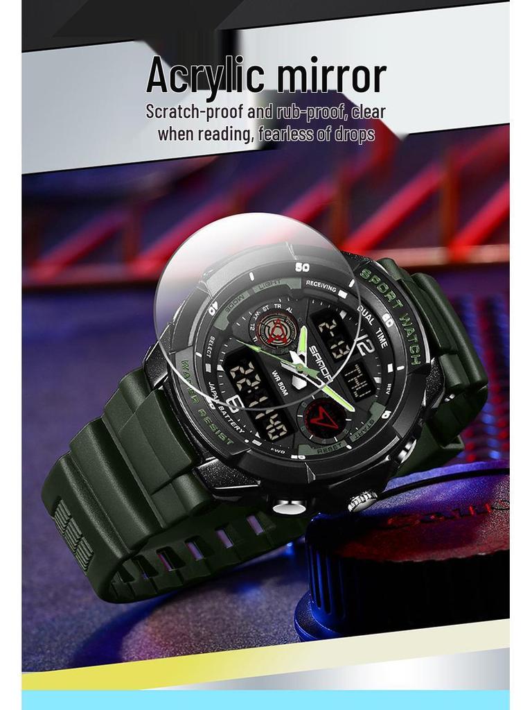 Sanda Electronic Watch: Fashionable, Versatile, Luminous, Waterproof Sports Watch for Middle School Students with Alarm Clock Function.