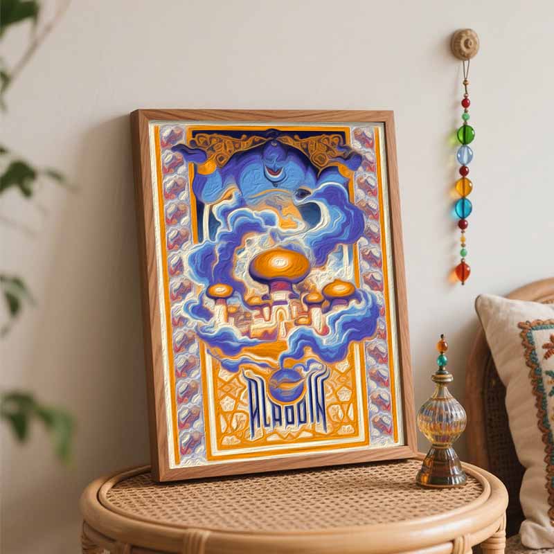 Disney Aladdin Genie Oil Paint by Numbers Painting Kit Handmade Diy Home Decor Gifts Adult Canvas Art Relaxing Creative Hobby Leisure