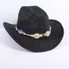 Popular European and American classic western denim straw hat, men's and women's fashion outdoor sunscreen sequined straw hat