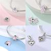 New 925 Silver Charms Beads Love Heart Pink Original Charm Pendant Fit Charm Bracelets DIY Jewelry Birthday Gift
