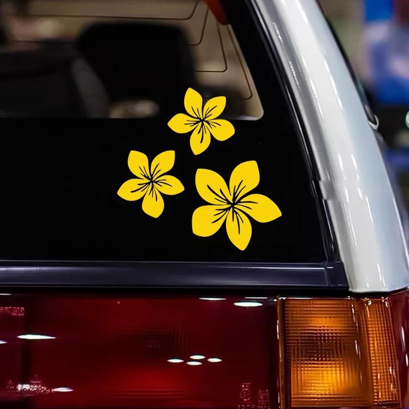 3pcs Pretty Flower Car Stickers for Auto Rear Window Bumper Body Helmet Cover Scratches Waterproof Blossom Motorcycle Decals
