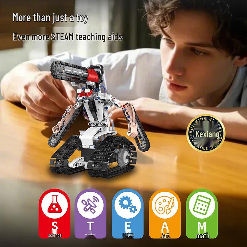 Dual Control 5-in-1 Chainsaw Robot Building Blocks: Educational Toy Gift for Kids