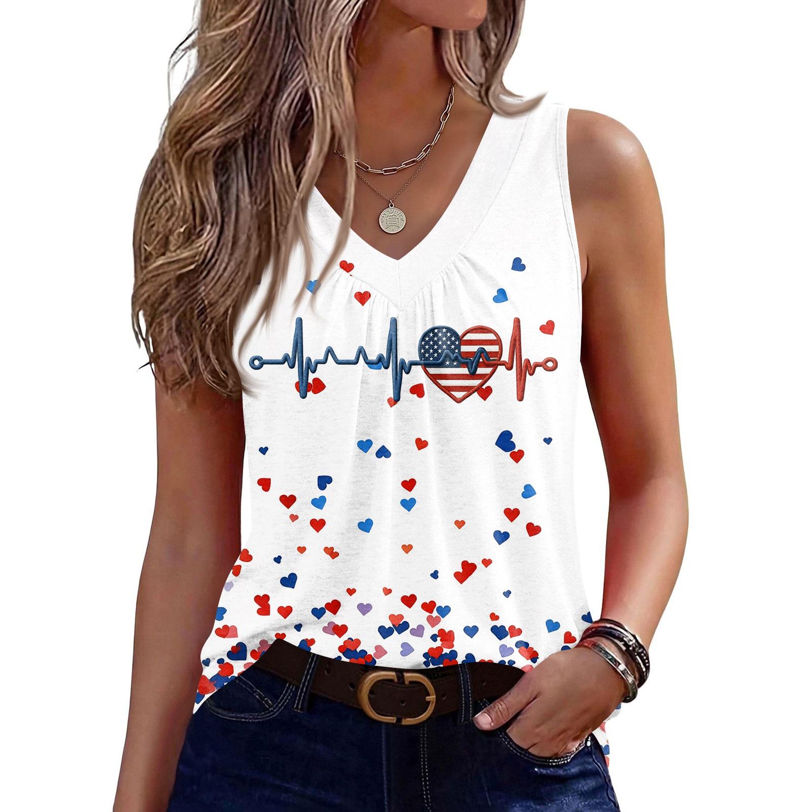 

Womens Tank Tops Sleeveless Loose Fit Tops V Neck Pleated Shirts Basic Tees XL