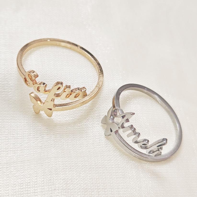 Customized Letter Love Ring Stainless Steel Women's Fashion Trend Wedding Party Jewelry Accessories Gifts