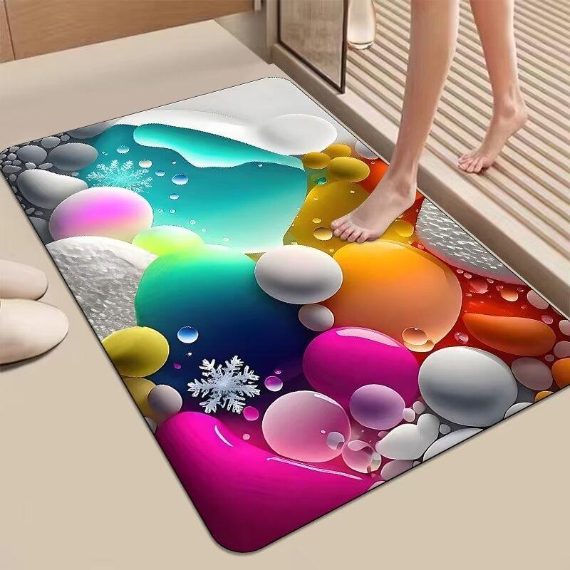 Glow Stone Pattern Floor Door Mat Water Absorbing Bathroom Door Mat, Diatomaceous Mud Kitchen Rug Quick Drying Non Slip Carpet