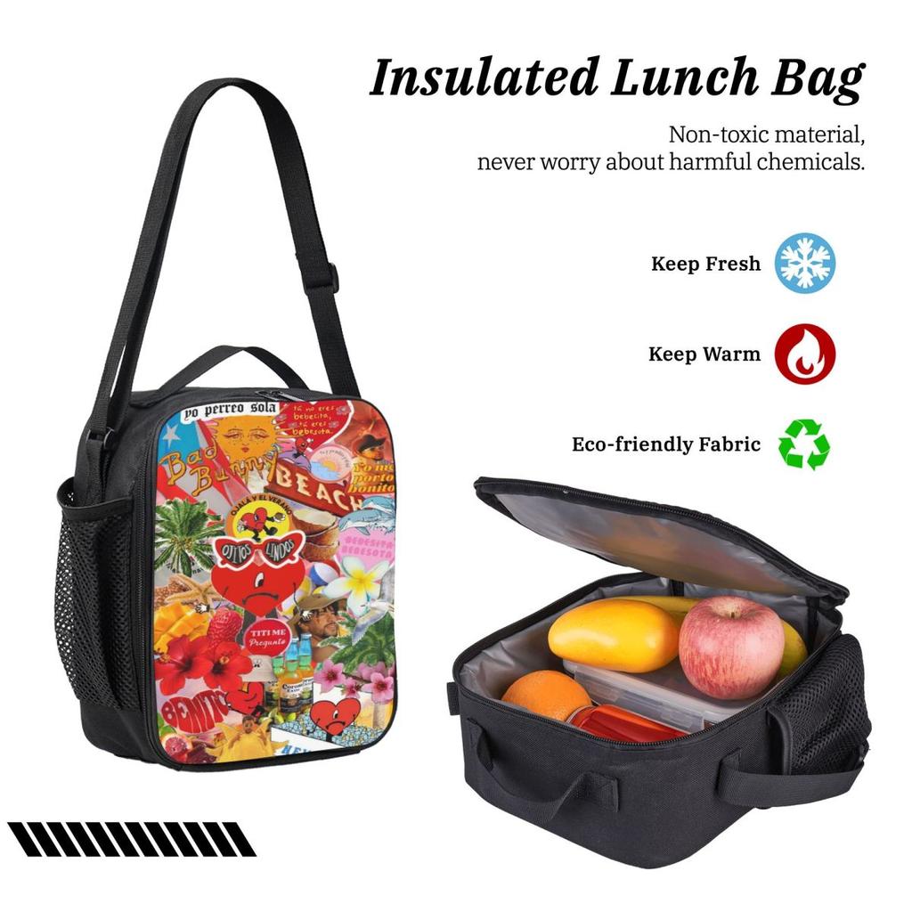 3Pcs Debi Tirar Mas Fotos DTMF Bads Bunnys Music Tour Accessories Backpack Set for Kids Pencil Boxes Bookbag Sets with Lunch Box