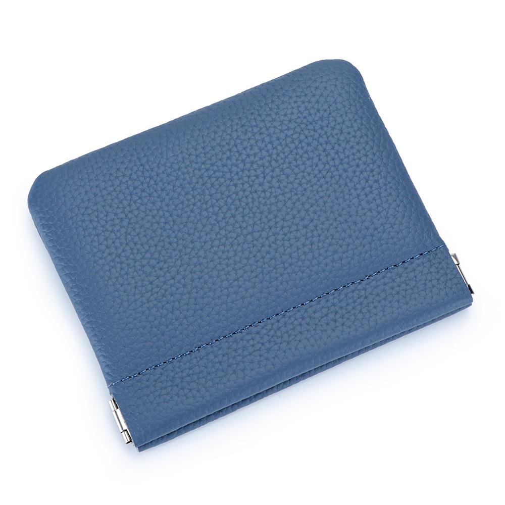 

Genuine Leather Short Mini Change Purse Women Small Ultra-thin Automatic Closing Shrapnel Coin Bag Key Lipstick Storage 9x11x1cm