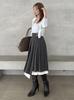 Pleated Layered Midi Skirt SWFS255101GRY0