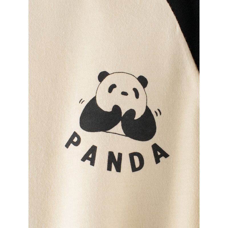Children's Clothing Boys' Long-Sleeved T-Shirt Spring and Autumn Korean Style Big Kids Panda Raglan Sleeve Top Girls' Pure Cotton Base Shirt