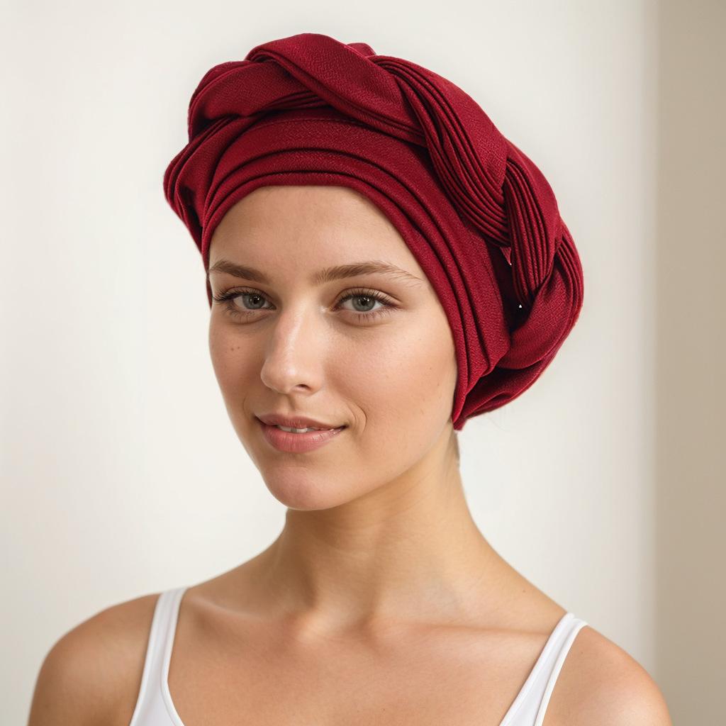 JYL TS DIY Трансграничный Ближний Восток Новая Тюрбанная Шапка Перо Стразы Эластичная Дугообразная Шляпа Claret пурпур