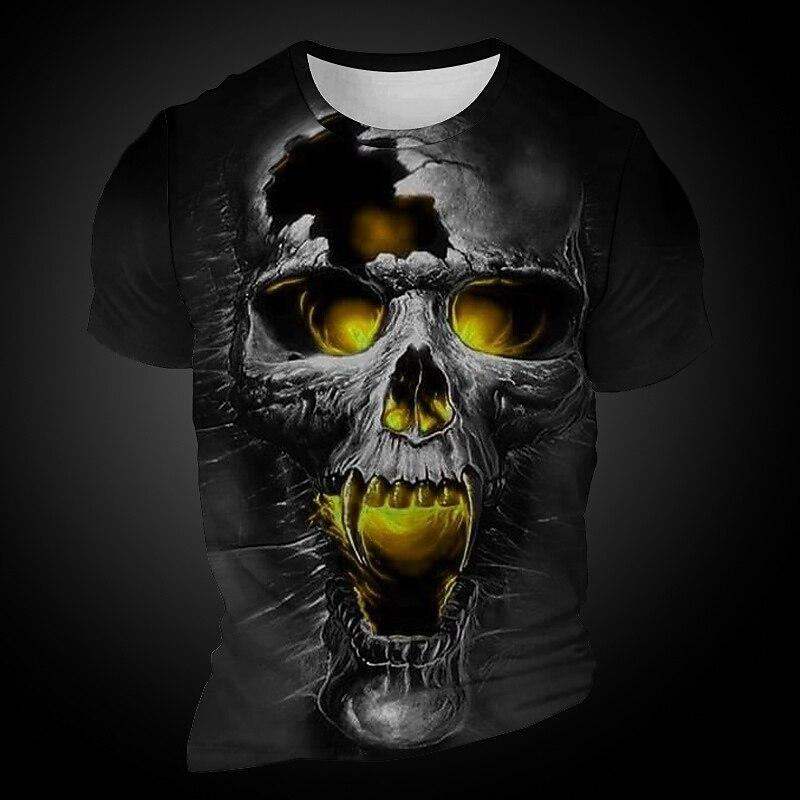 Men's Skull Graphic T-Shirt Novelty 3D Grim Reaper Print Short Sleeve T Shirt Street Personality Party Daily Top Summer Clothing