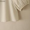 ZANZEA Women Casual V-Neck Solid Color 3/4 Sleeve Blouse