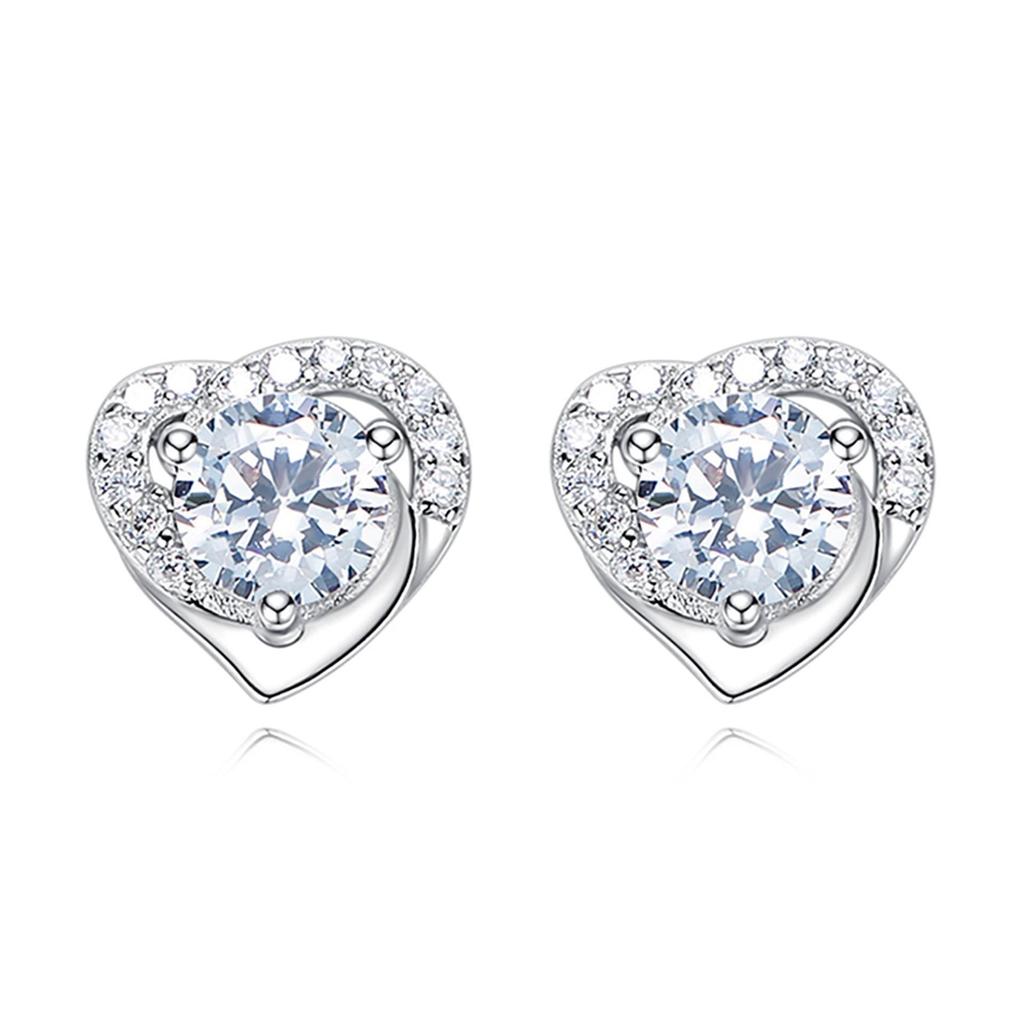 Sterling Silver S925 Zircon Six-Claw Earrings for Women