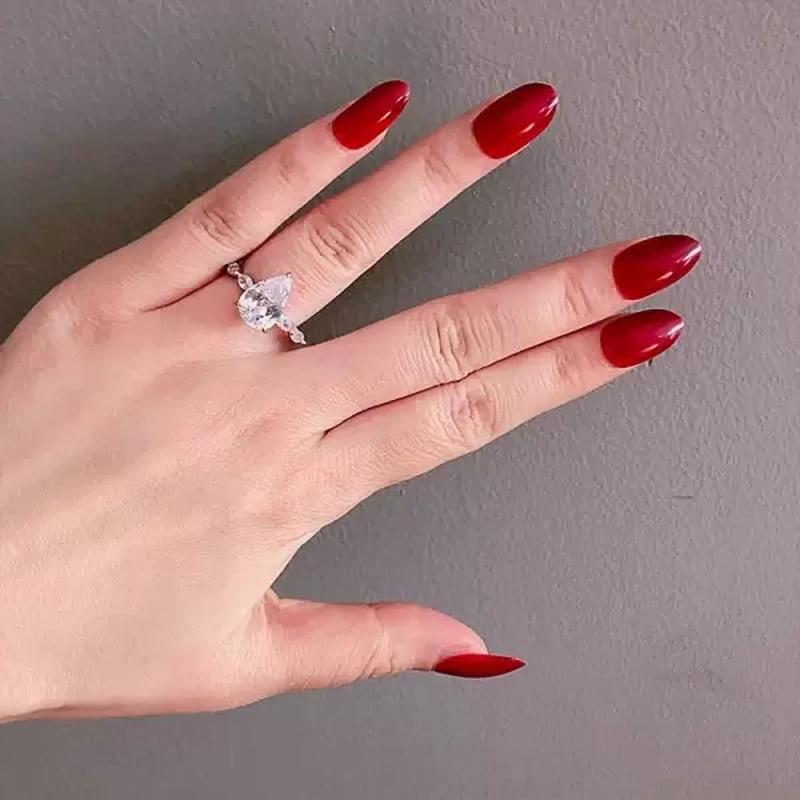 New Newly Teardrop Cubic Zirconia Rings Crystal for Women Fashion Contracted Wedding Jewelry High Quality Stylish Lady's Ring