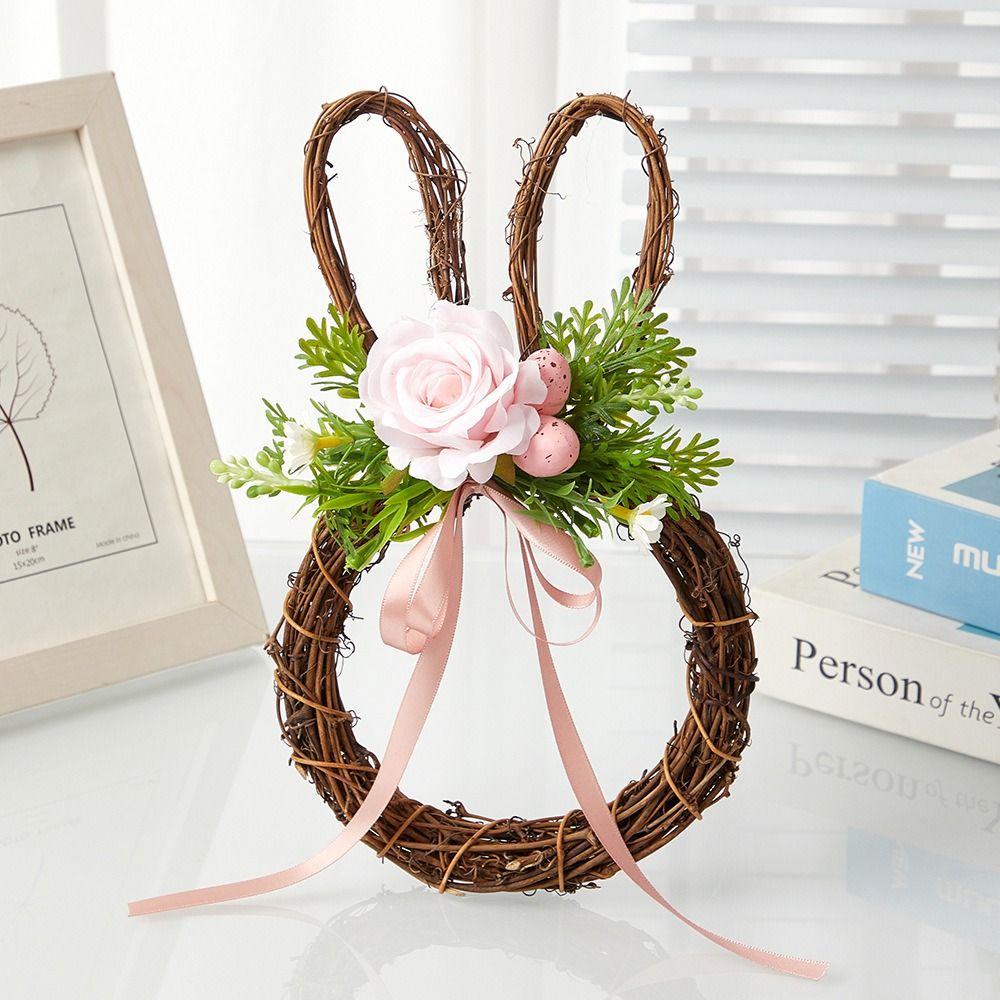 Hangable Easter Egg Door Pendant Decorative Artificial Flower Garland Easter Hanging Wreath  Door