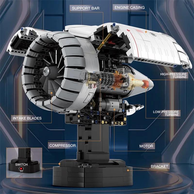 Non-Toxic 1786Pcs Aviation Turbofan Building Blocks Aircraft Engine Model Educational Diy Toy Holiday Gift For Kids Adults Desktop Deco