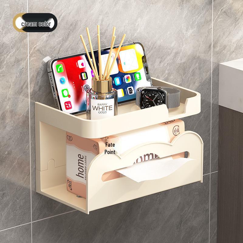 Wall-Mounted Toilet Paper & Tissue Box Storage Rack