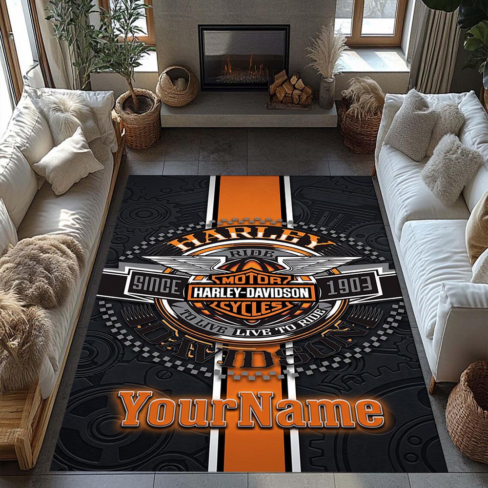 Harley-davidson Motorcycles Personalized Name Area Rug Perfect for Outdoor Bedrooms Foyer Living Rooms Anti-slip Rug Anime Office Decor