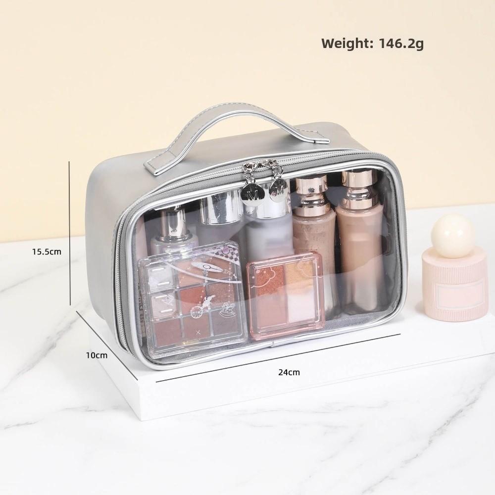 

Large Capacity Storage Toiletry Bag PVC Clear Window PU Cosmetic Bag Waterproof Multifunctional Make Up Bag Travel