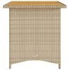 Garden Table with Wooden Top Beige 110x68x70 cm Poly Rattan