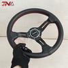 14inch 350mm Aluminum Spoke Perforated Leather Auto Racing Steering Wheel Deep Corn Drifting Sport Steering Wheel Red Line