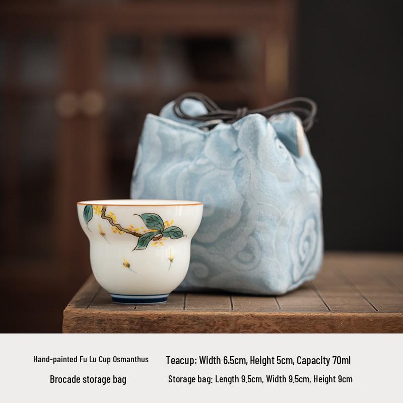 Hand-Painted Jade White Tea Cup Set - Kung Fu Style Porcelain with Gift Box