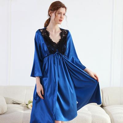 Neues Design Naturseide Damen Schlafanzüge Roben Atmungsaktive Spitze Hauskleidung Kleid 100% Maulbeerseide Nachtwäsche Damen Nachthemden