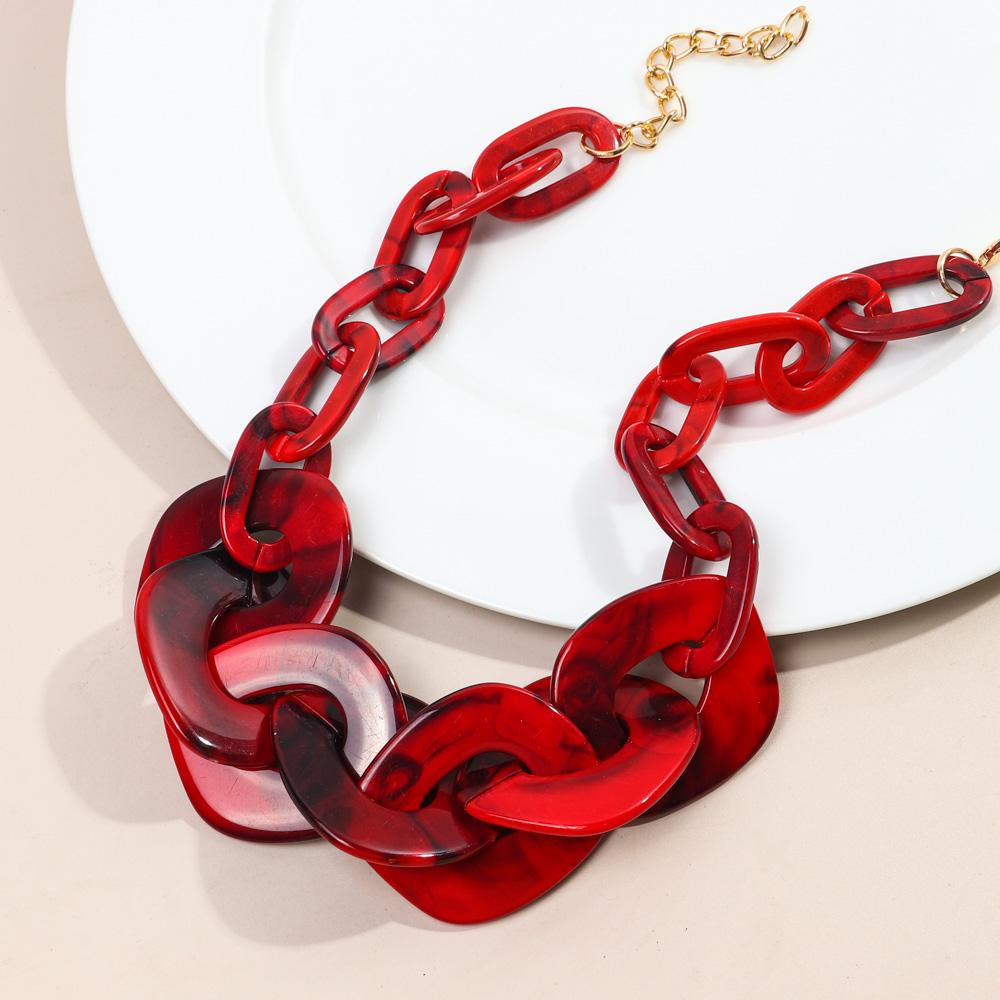 Bohemia Acrylic Large Square Link Choker Necklace for Women Men New Turquoise Resin Geometric Neck Chain Pendants Jewelry Collar