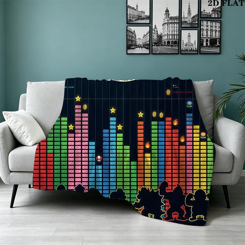 Mario Printed Flannel Blanket, soft throw for bedroom sofa, washable, Christmas present, great gift.