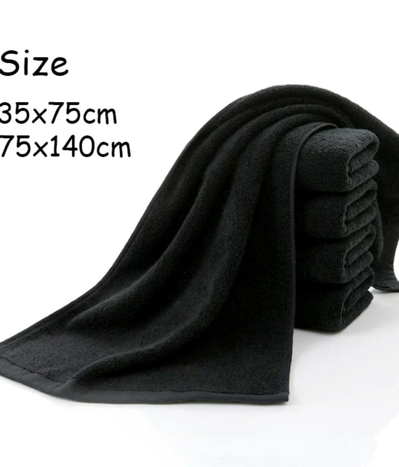 5 pieces 35x75cm 100% Cotton Black Face Towel Set No Fading Hand Towels for Men Hotel Corporate Gift Soft and Highly Absorbent