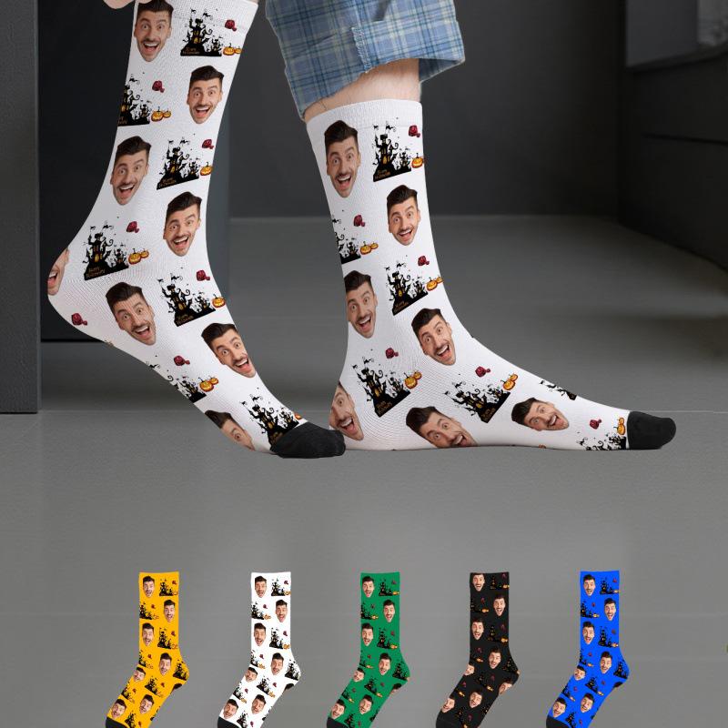 

Носки с индивидуальной 3D-печатью: Дизайны для лица и Рождества, Полиэстер, 360° печать One Size