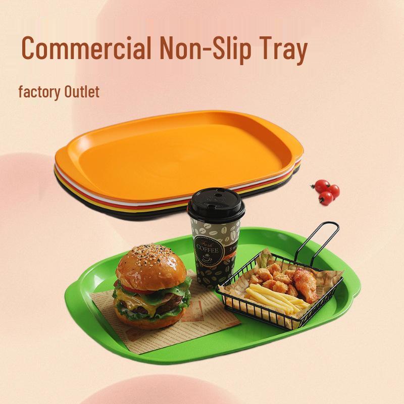 Thickened Rectangular Double-Handled Anti-Slip Tray for Fast Food and Canteen Use