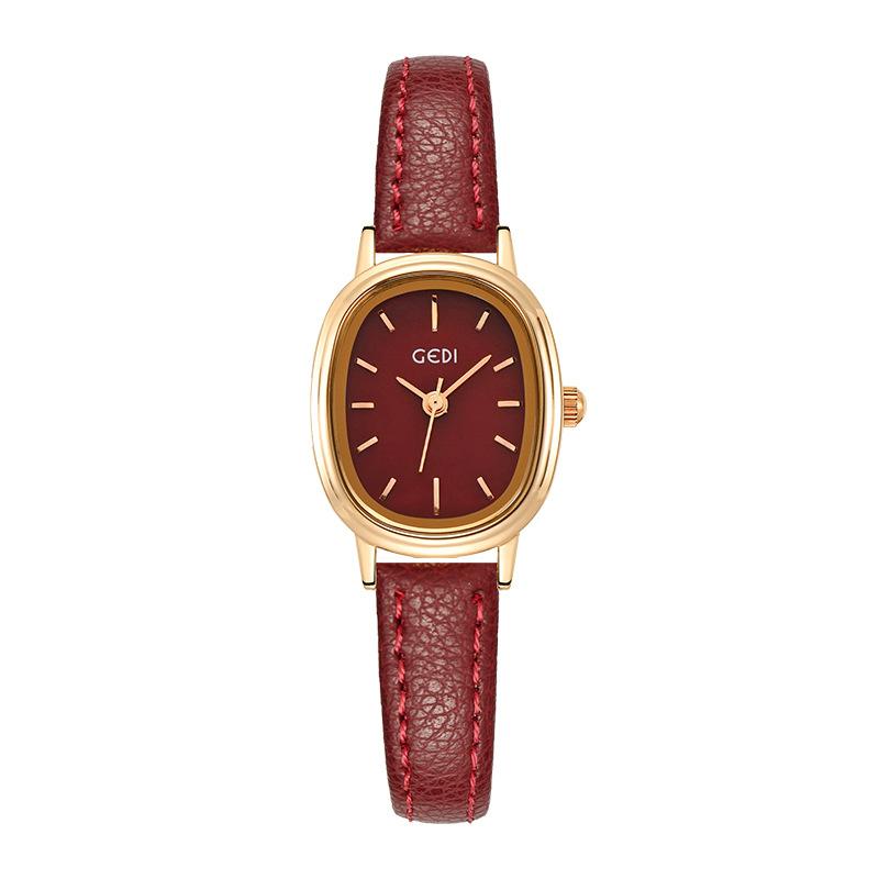 Retro simple oval student watch niche premium waterproof women s watch genuine leather quartz women s watch