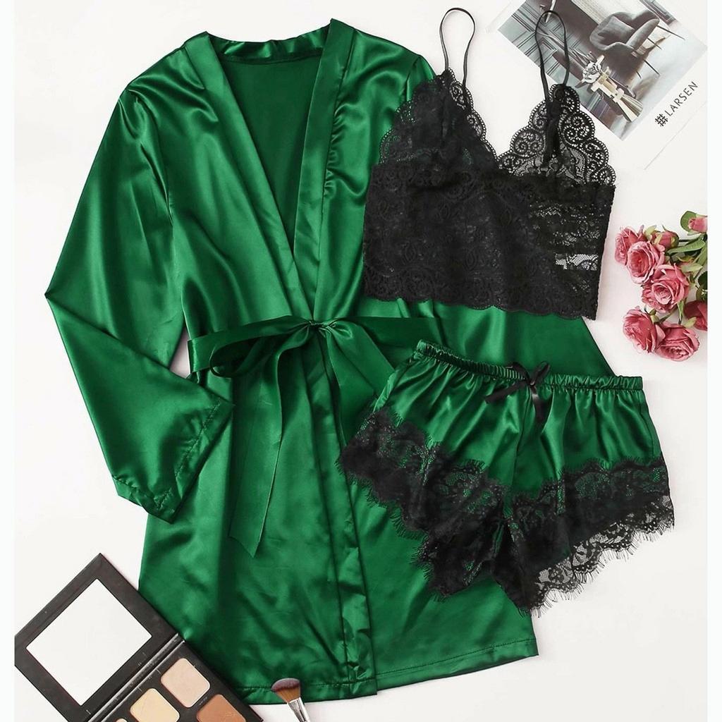 Satin Silk Pajamas Women Nightdress Lingerie Robes Underwear Sleepwear Sexy