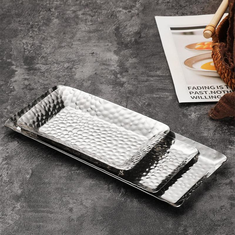 Stainless Steel Tray Buffet Presentation Tray Metal Food Serving Plate Dessert Cake Pizza Pan Home Dishes Storage Organizer