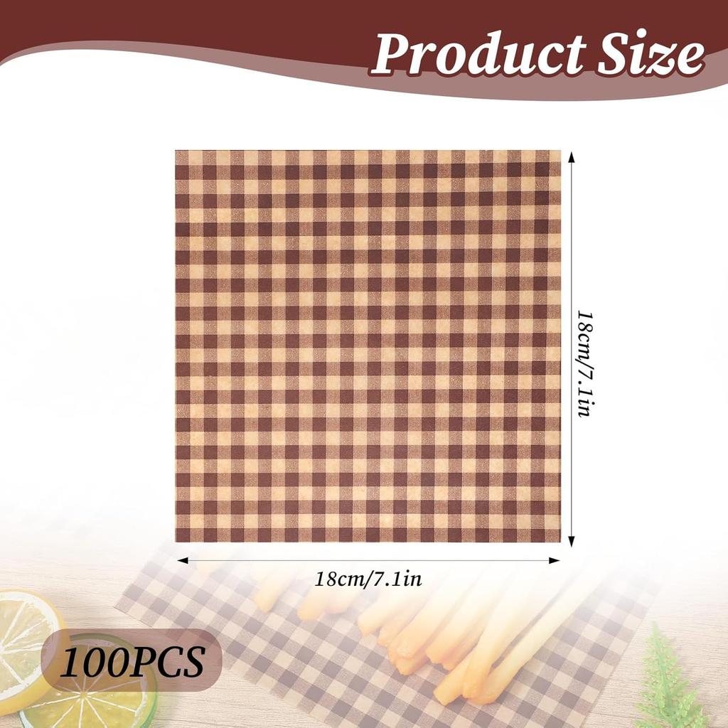 200Pcs Wax Paper Sheets for Food Waxed Deli Paper Sheet Parchment Basket Liner Food Picnic Wrap for Greaseproof Sandwich Burger BBQ Festival Party