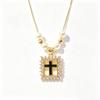 White Black Red Enamel Art Cross Zirconia Pendant Necklace: New Fashion for Women Party Pearl Chain Choker Religious Prayer Gift