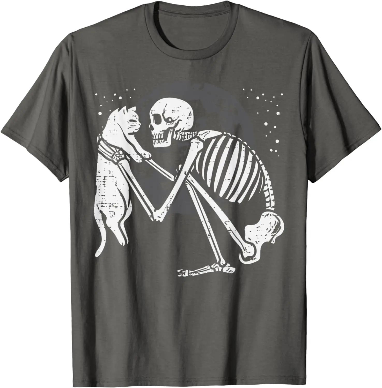 

Скелет кота черепа котенка милый гот Хэллоуин мужчины женщины дети футболка XXXXXL
