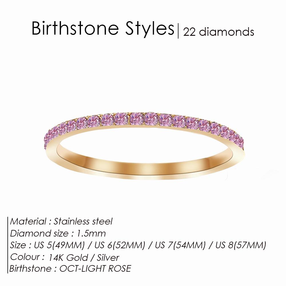 Rhinestone Birthstone Stainless Steel Ring Luxury Jewelry Gift 12 Zodiac Sparkling Rings For Women Wholesale US5/6/7/8